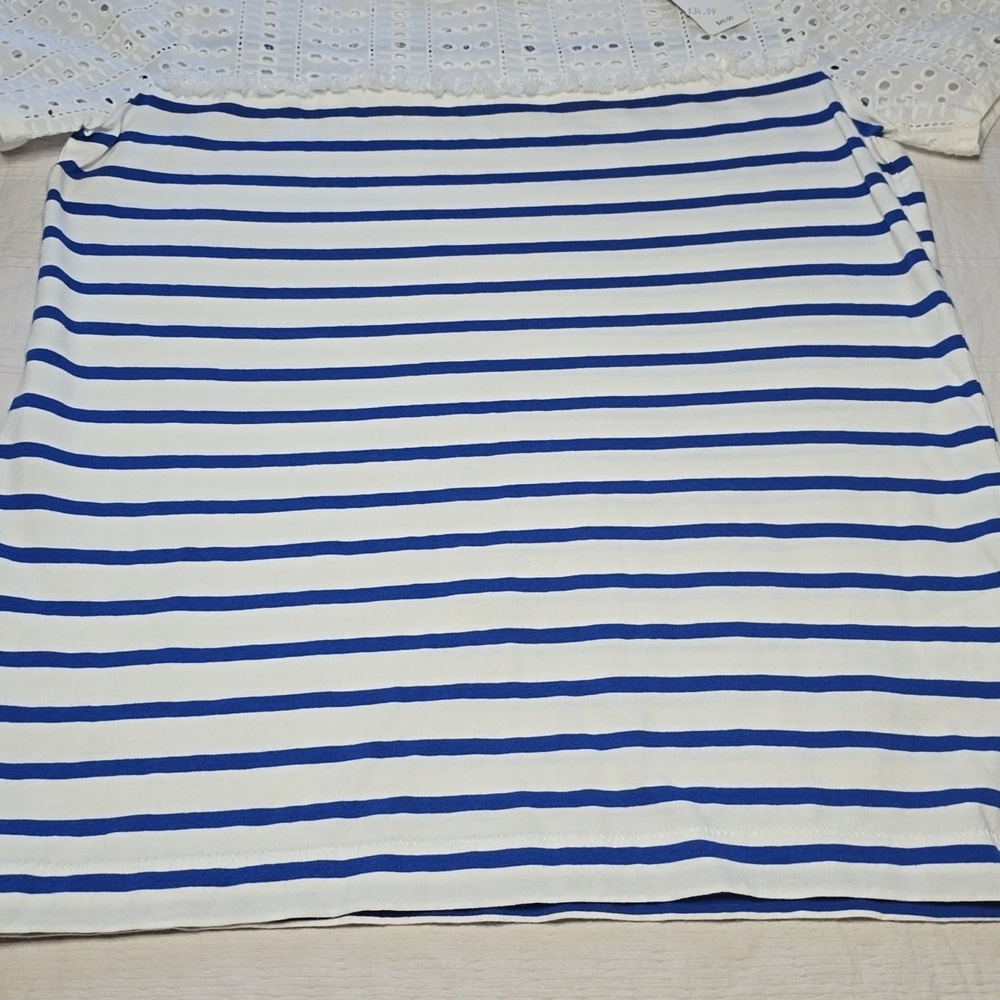 J. Crew Coastal Chic Stripe & Eyelet Tee - Nautical Summer Preppy Aesthetic XXS - Picture 6 of 12